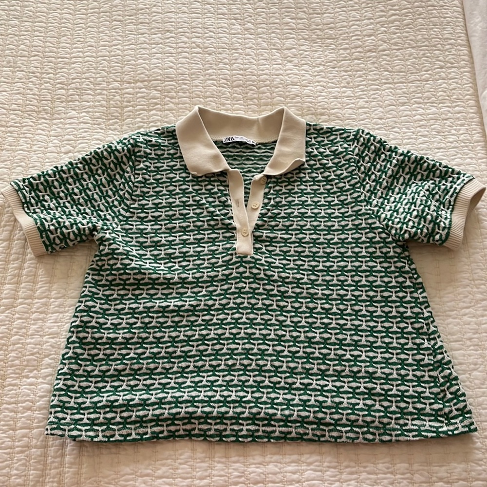 Cropped knit Zara shirt!